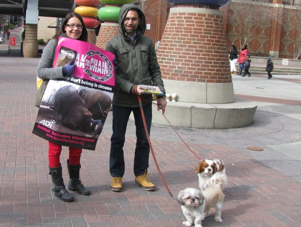 Couples came to protest together - with their kids or with their dogs!  (Same thing, right?)