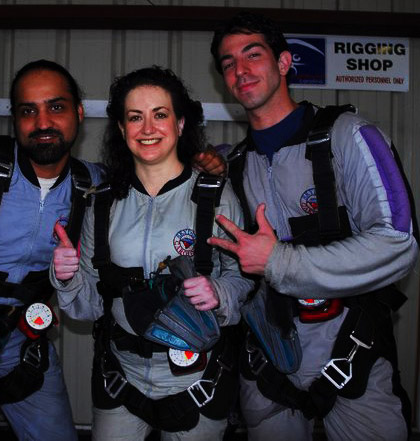Which is more exciting ... skydiving with two handsome men, or getting your groceries just for sales tax?  Hmmmm ... close call!