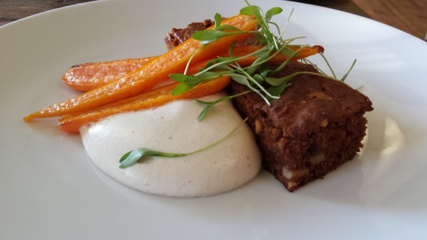 Fern's Carrot Cake.  This is just a slice.  If you purchase, you will receive a whole, frosted round that will feed 8 people.