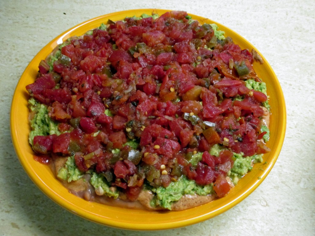 Vegan Layered Bean Dip Step Step 3 and 4