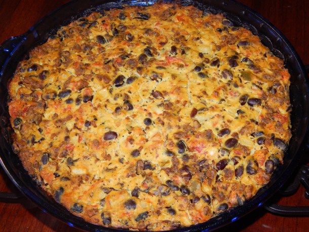 Southwestern Black Bean Quiche with Chorizo Close Up