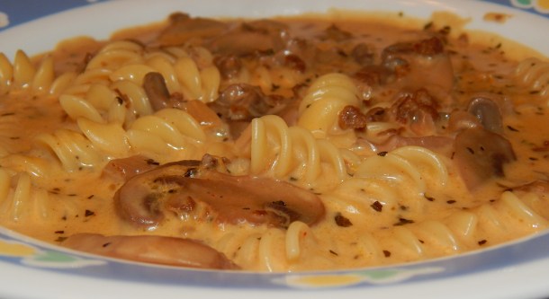 beef stroganoff side view