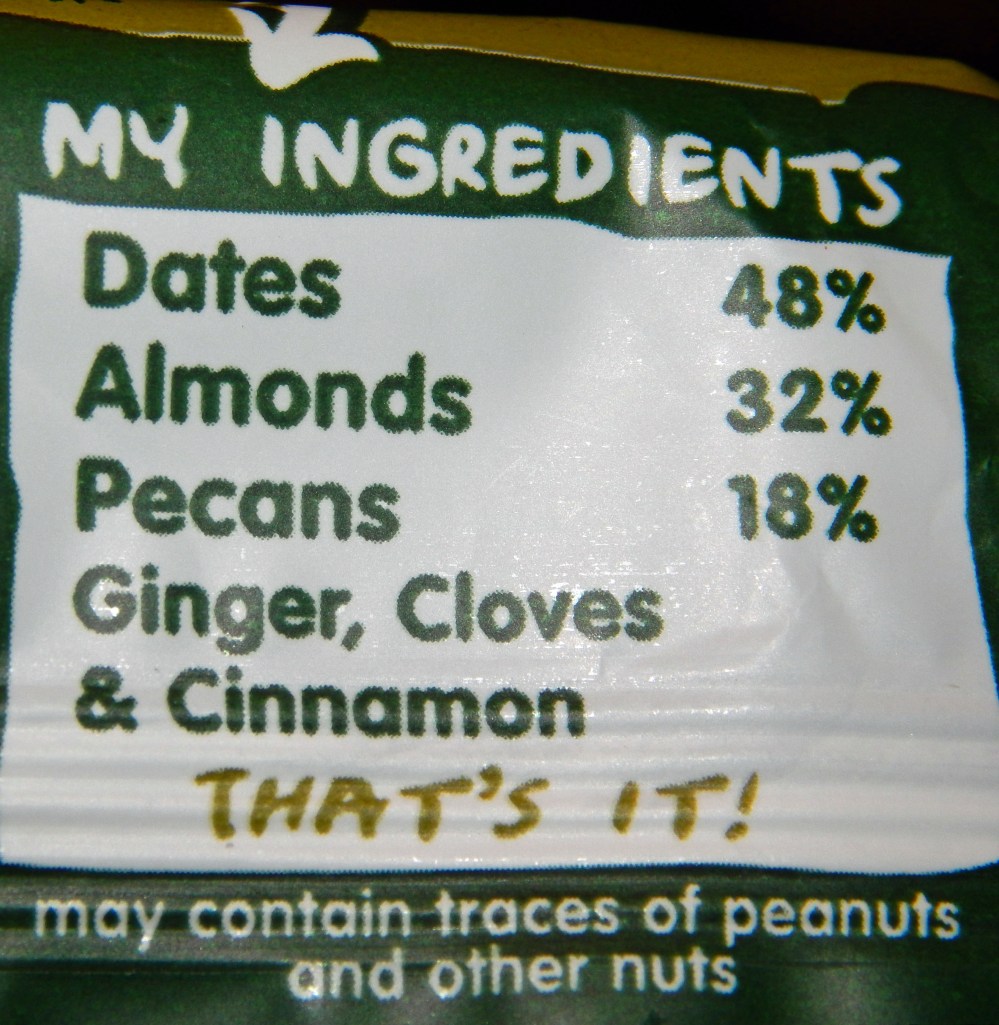 Ingredients in the Ginger Bread Nakd Bar