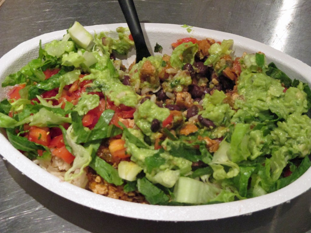 Sofritas bowl with guacamole