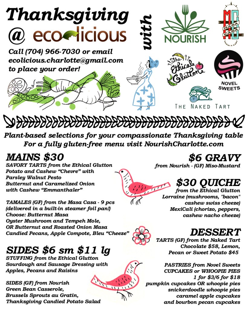 Eco-Licious Thanksgiving Preorder Menu
