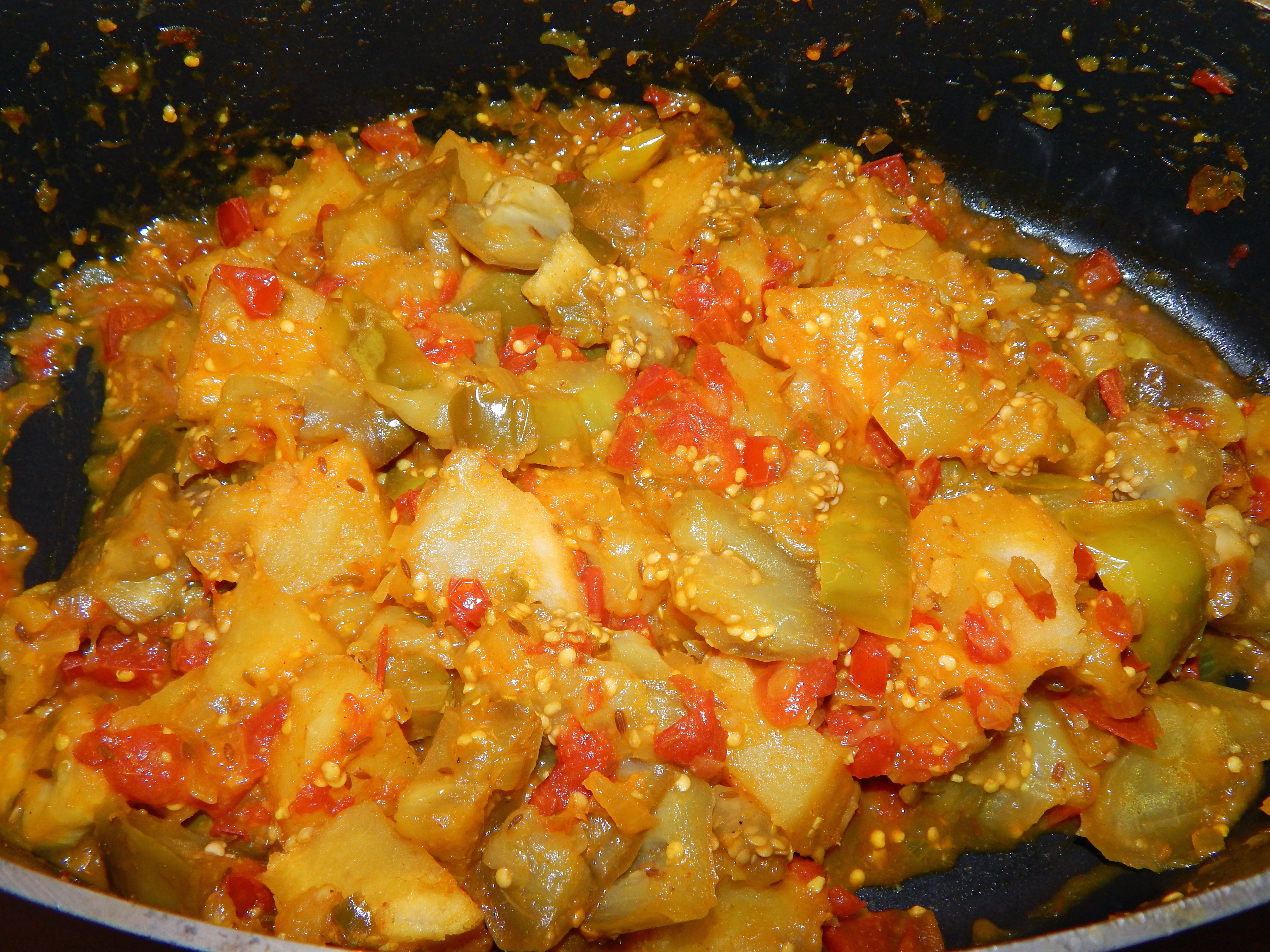 Baingan Aloo Eggplant and Potatoes Cooked