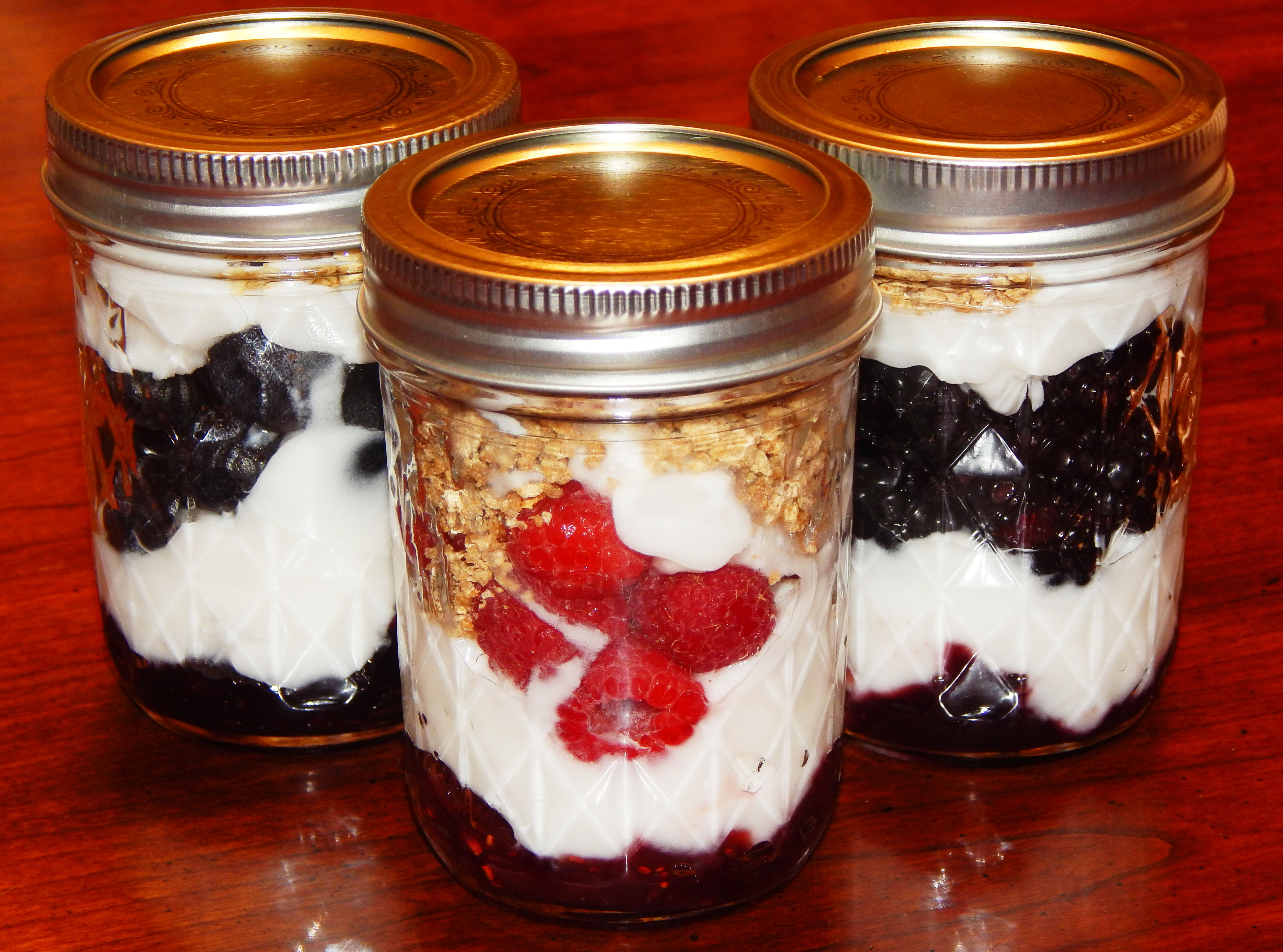 Berry and Jam Yogurt Parfaits in Jars