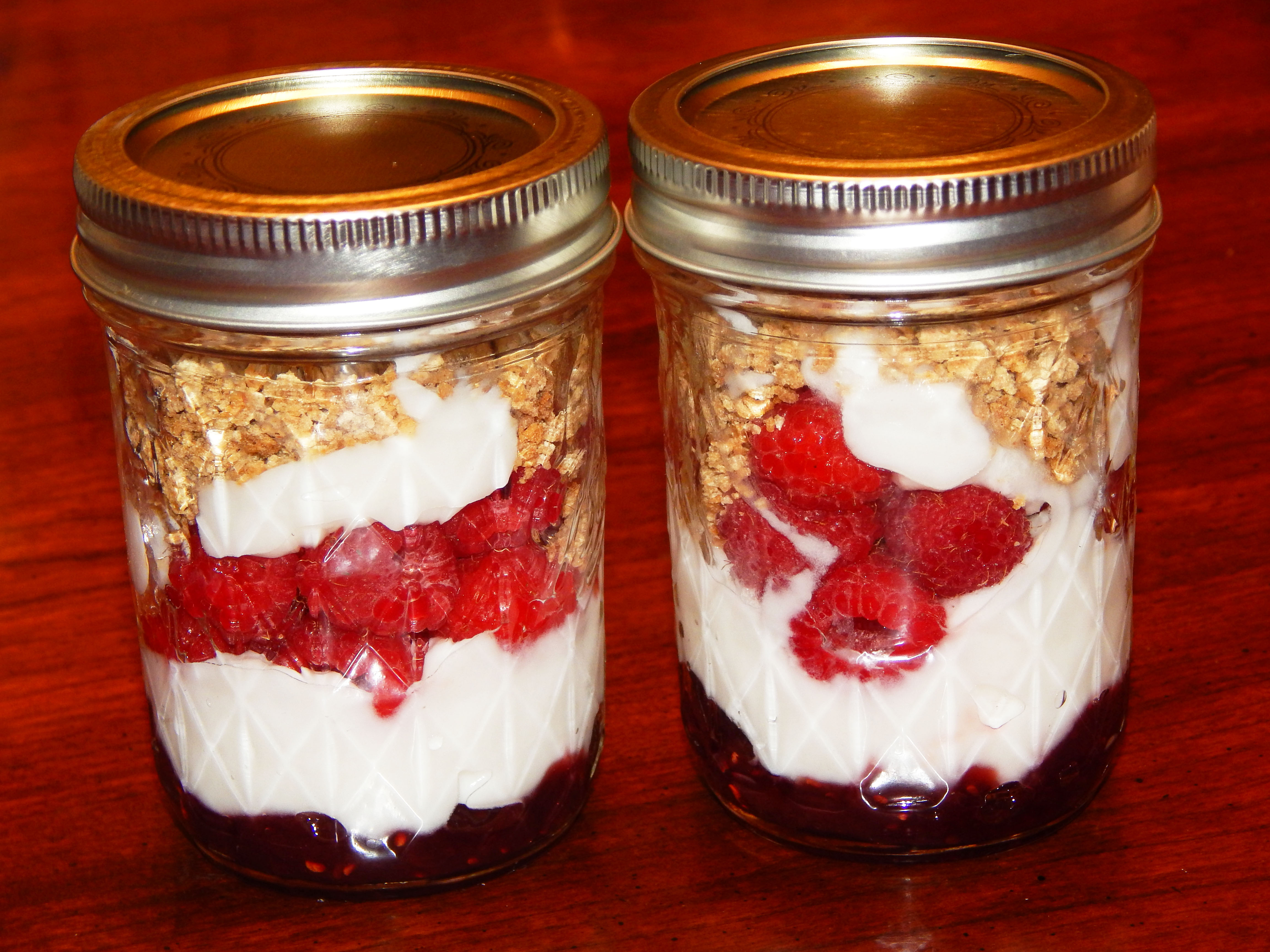 Raspberry Jam Yogurts with Lids
