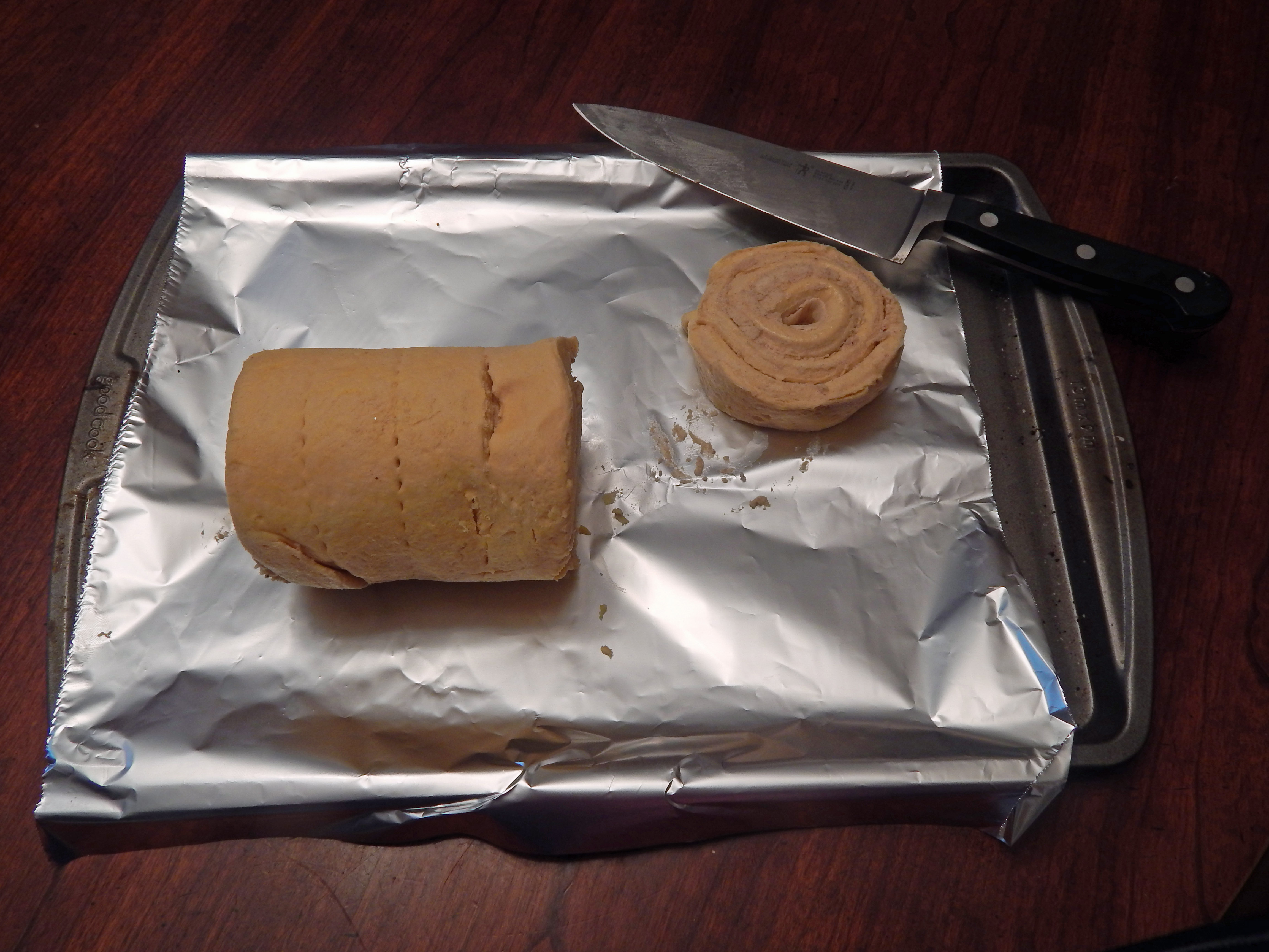 Cutting Trader Joes Pumpkin Rolls