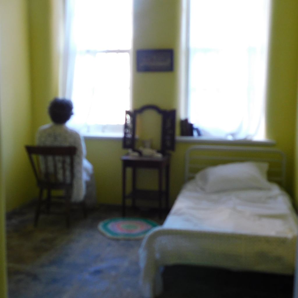 A mannequin looks out the window at the Asylum