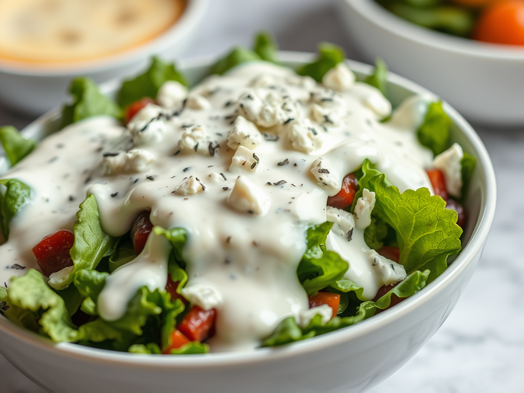 Salad overloaded with dressing